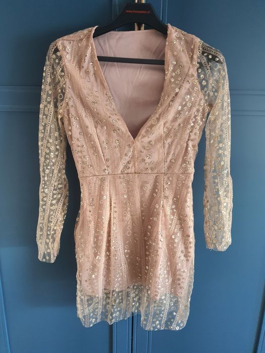 Nowa pudrowo różowa sukienka Sandbella xS S