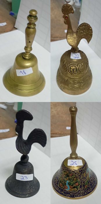 Coleção de Sinetas/sinos Raras em Bronze, Latão Maciço & Cristal Atlantis (27 Peças)