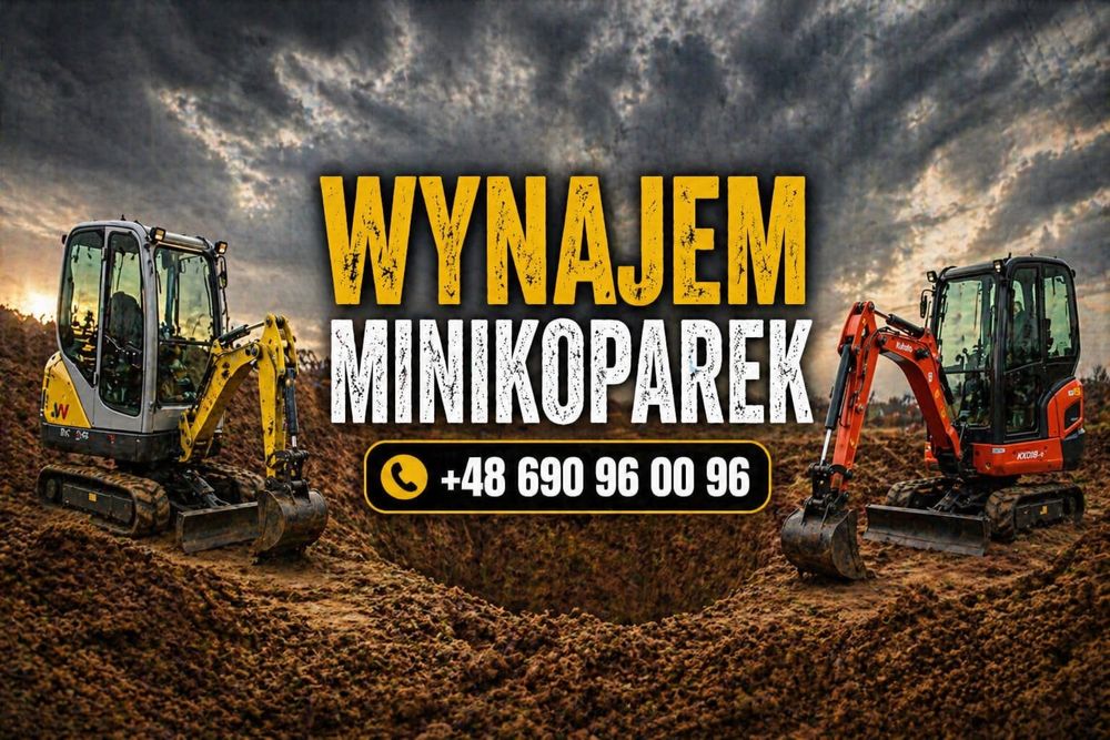 Tanio wynajem wypożyczalnia minikoparki minikoparka koparka koparki transport