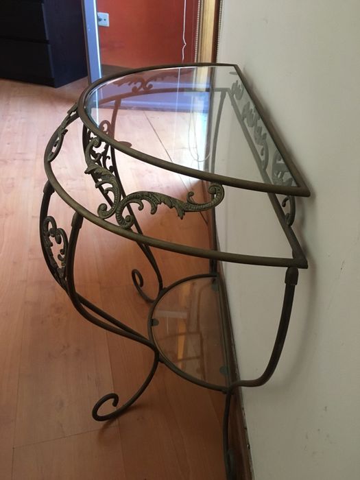 Mesa em latão e vidro vintage