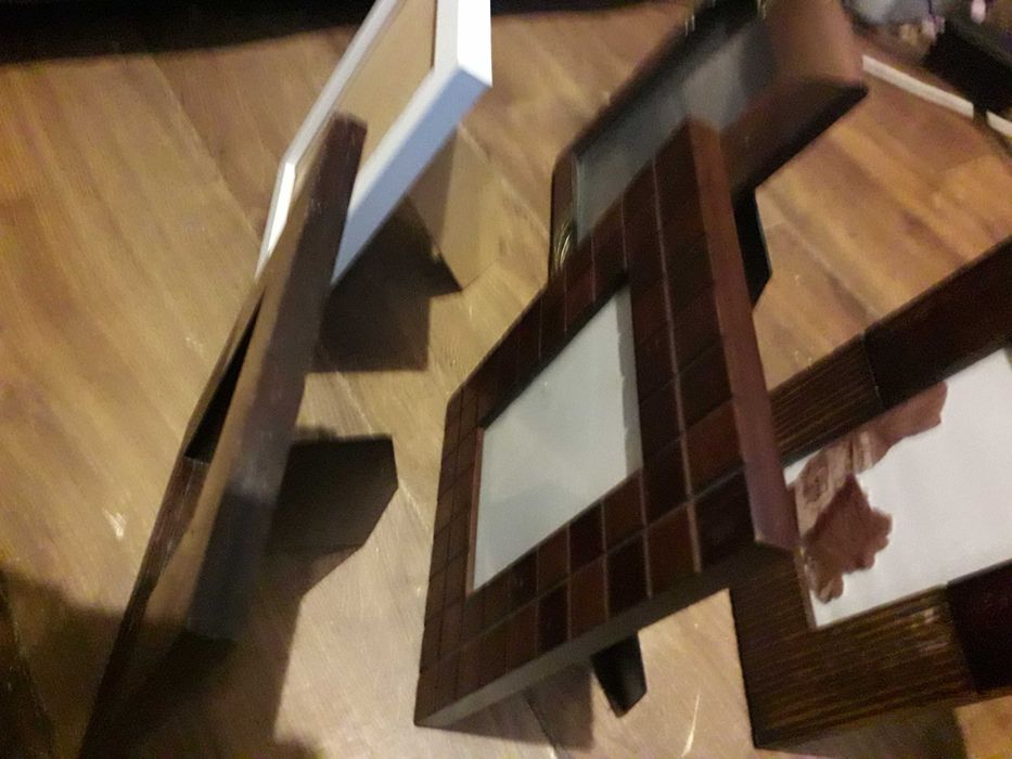 zestaw 5 dużych ramek drewnianych przyozdabianych