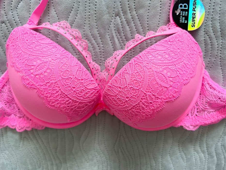New Yorker Stanik rozowy neon barbie Super pushup 75 B