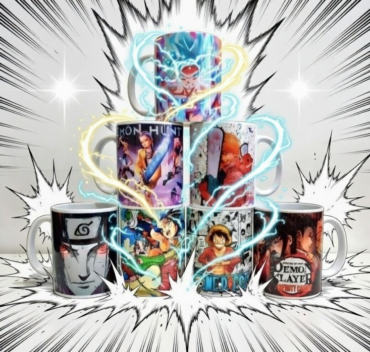 Zestaw prezentowy manga anime 7 kubkow Demon Slayer Demon Hunters Drag