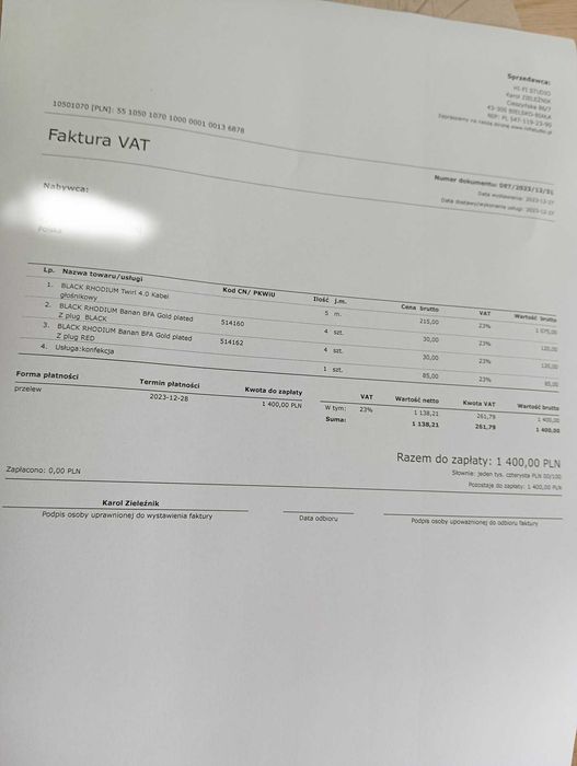 kable głośnikowe Black Rhodium TWIRL 4.0 2x2,5m