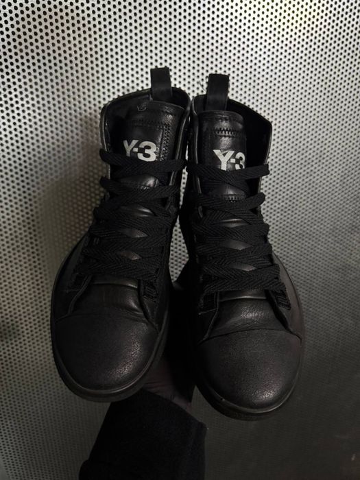 Y-3 Yohji Yamamoto Leather High-Top Stealth Sneakers