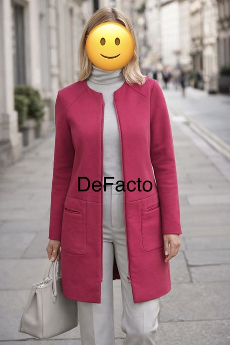 Mega okazja! Fuksjowy pudelkowy plaszczyk DeFacto na wiosne na swieta