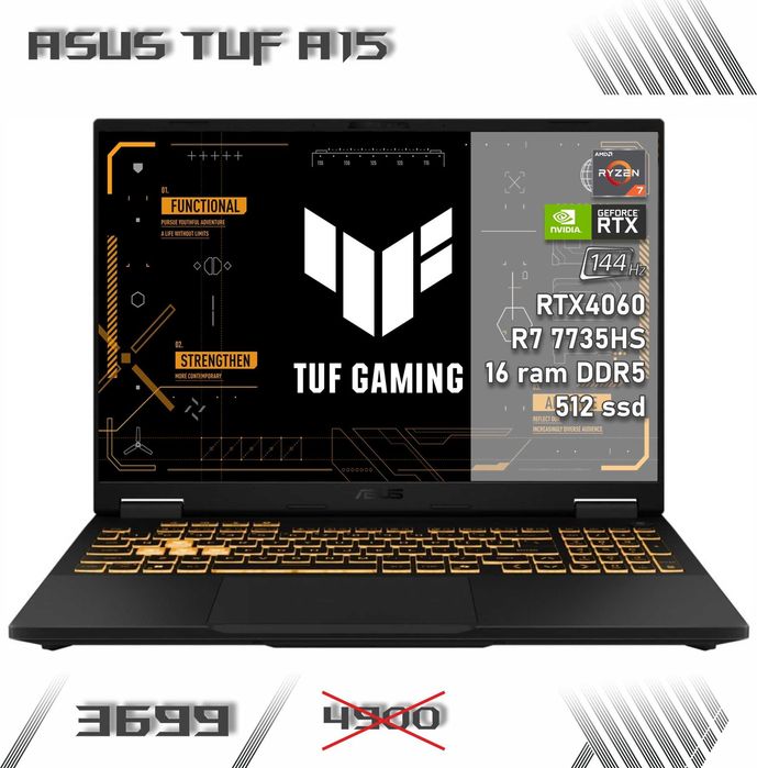 LAPTOP GAMINGOWY Asus TUF A15 RTX 4060 Ryzen 7 7735HS 144 hz