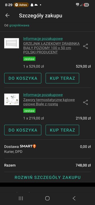 Grzejnik poziomy łazienkowy 100x50