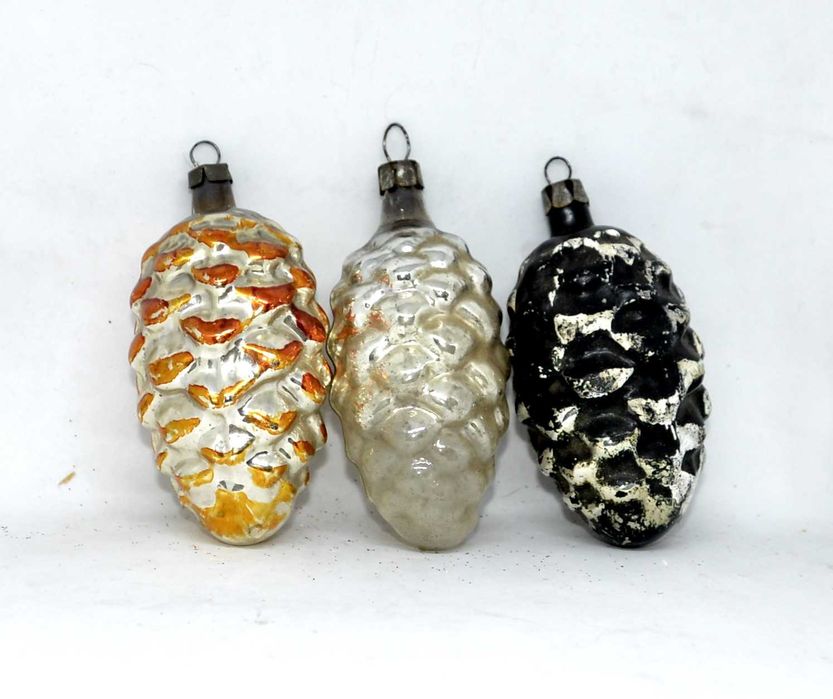 Oryginalne Szklane Bombki Choinkowe Lata 50. i 80. PRL Zestaw 10 sztuk