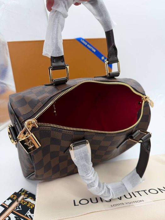 Louis Vuitton Speedy Bandouliete 25 Damier Ebene , кожаная сумка новая