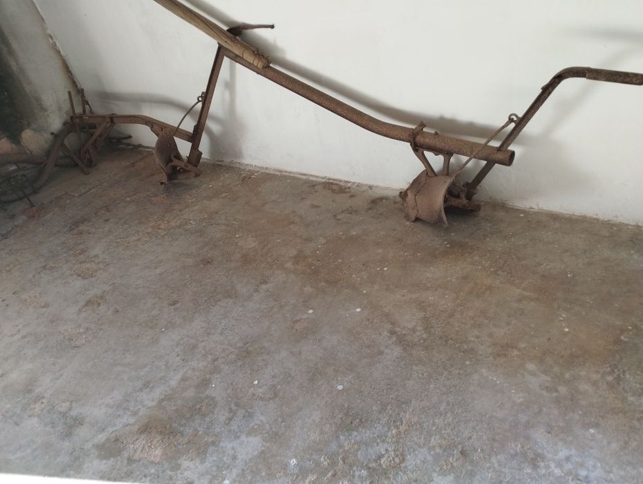 arados , cangas e estrutura em madeira para transporte.