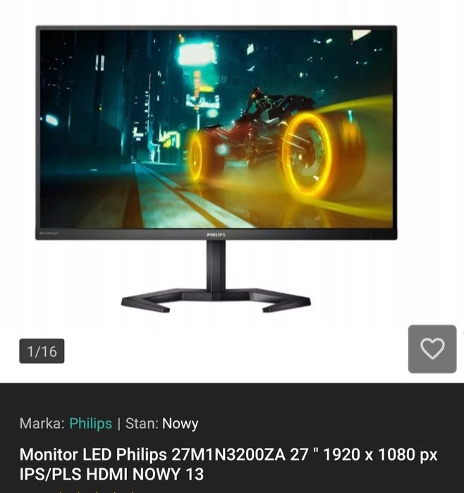 Monitor philips z podstawką i stojak na sciane