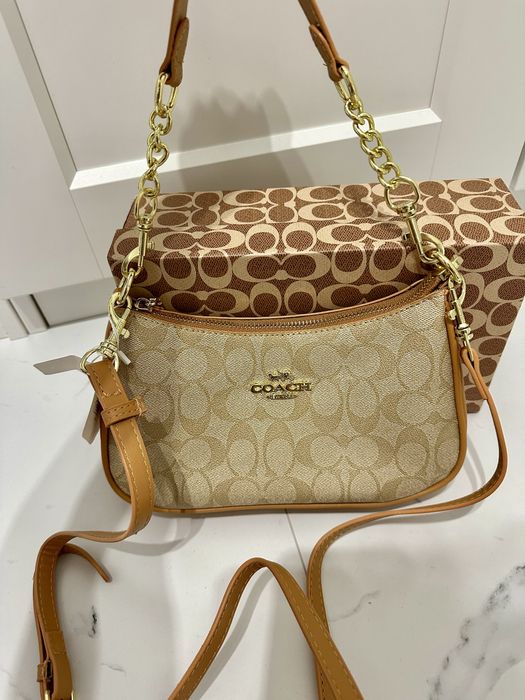 Bezowa torebka coach teri brazowa