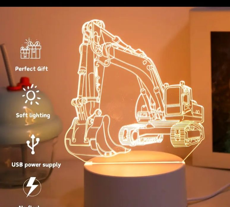 Nowa lampka LED 3d koparka