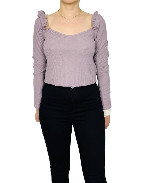 Fioletowa bluzka z falbankami XXL 44