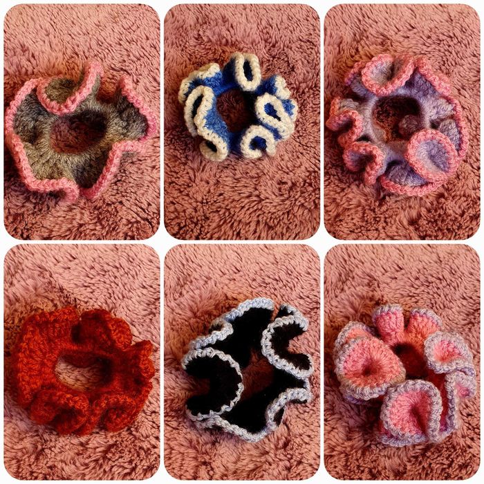 Gumka scrunchie na szydełku handmade rękodzieło
