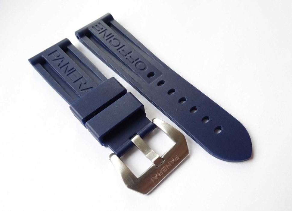 Granatowy pasek silikonowy 24mm do zegarka Panerai PAM gumowy