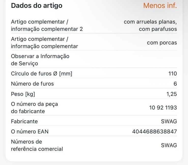 Articulacao veio longitudinal SWAG Mercedes