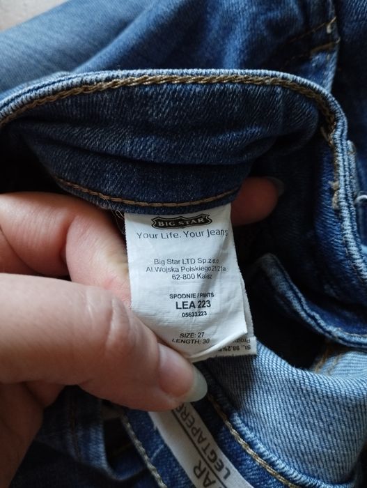 Big Star W27 L30 spodnie jeansowe rurki skinny fit