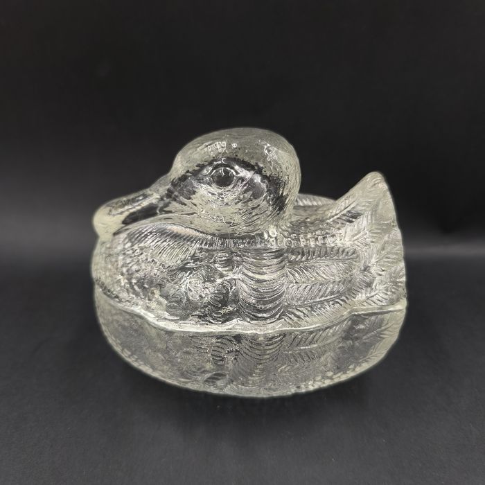 Ząbkowice Kaczka Łabędź Szklany Bomboniera Figurka Vintage Retro