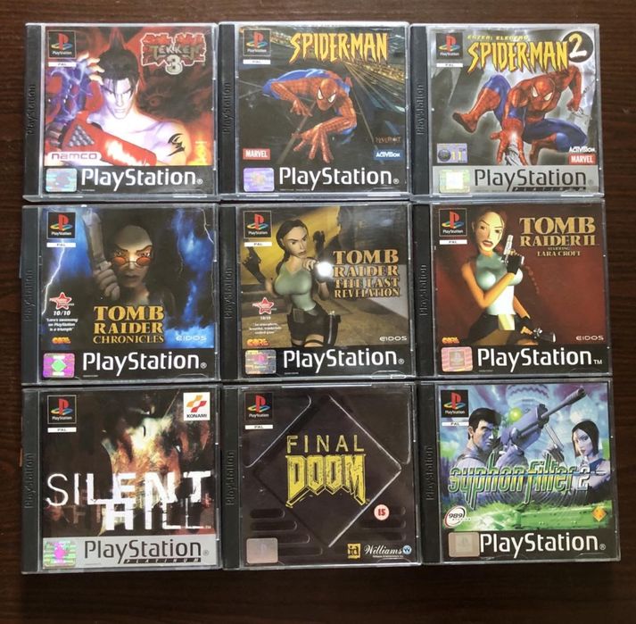 Sony PlayStation 1: Silent Hill, Doom Dino Crisis, Final Fantasy GranTurismo Legacy of Kain Soul Reaver, Alone in the Dark, Evil Dead Driver Spyro