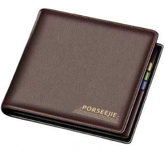 Brązowy portfel męski ze skóry PU