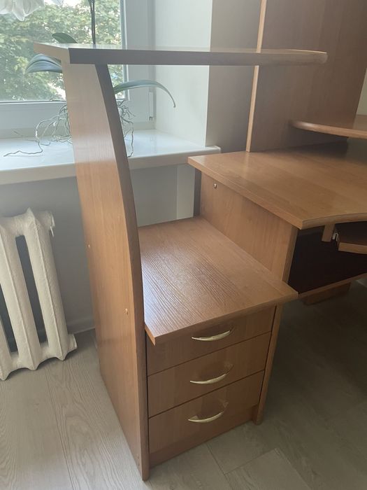 Стіл письмовий кутовий з тумбою колір вільха