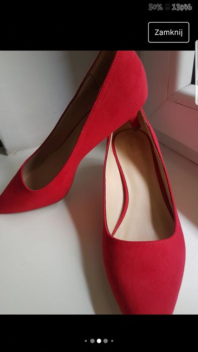 Czółenka NOWE Deichmann Czerwone Malinowe Eco Zamsz