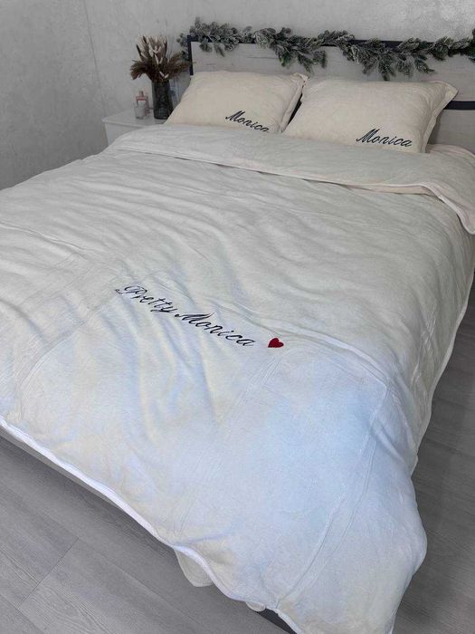 Велюрова постільна білизна Моніка Євро Тепла постільна білизна