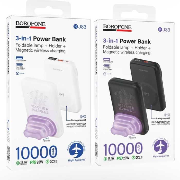 Повербанк УМБ Borofone BJ83 10000 mAh 22.5W / PD 20W Швидка Зарядка Power Bank з бездротовою зарядкою та підставкою-нічником