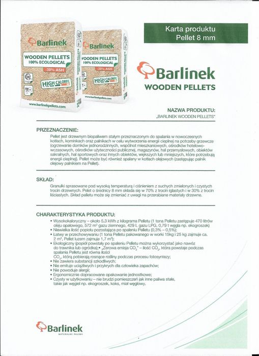 Pellet barlinek dystrybutor Rawicz dowoz GrAtis