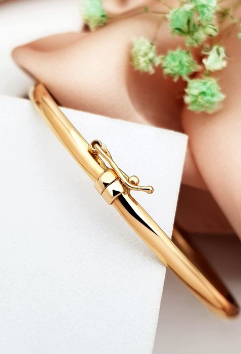 Złota bransoletka gładka bangle zapinana sztywna pr 585