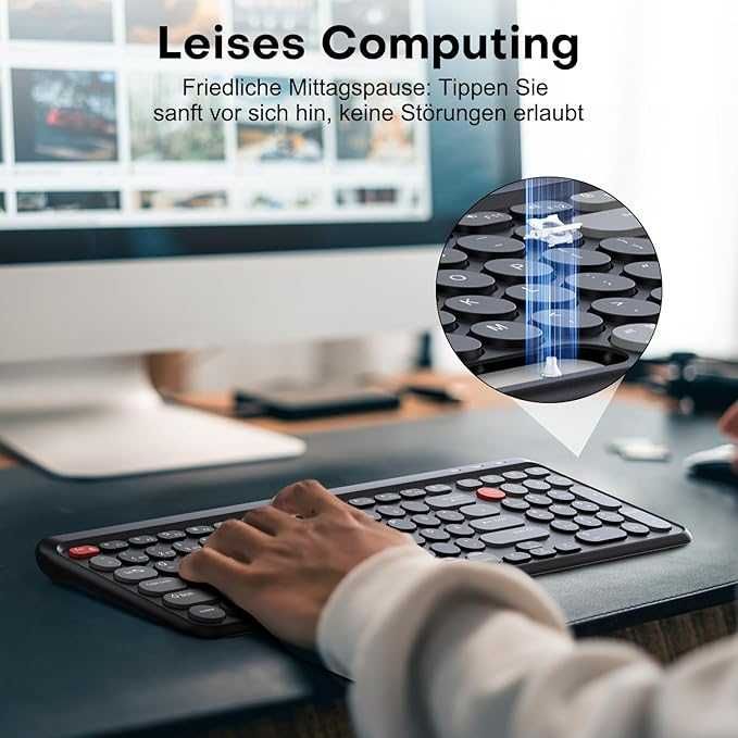 TECURS Bezprzewodowa klawiatura Bluetooth ultracienka,