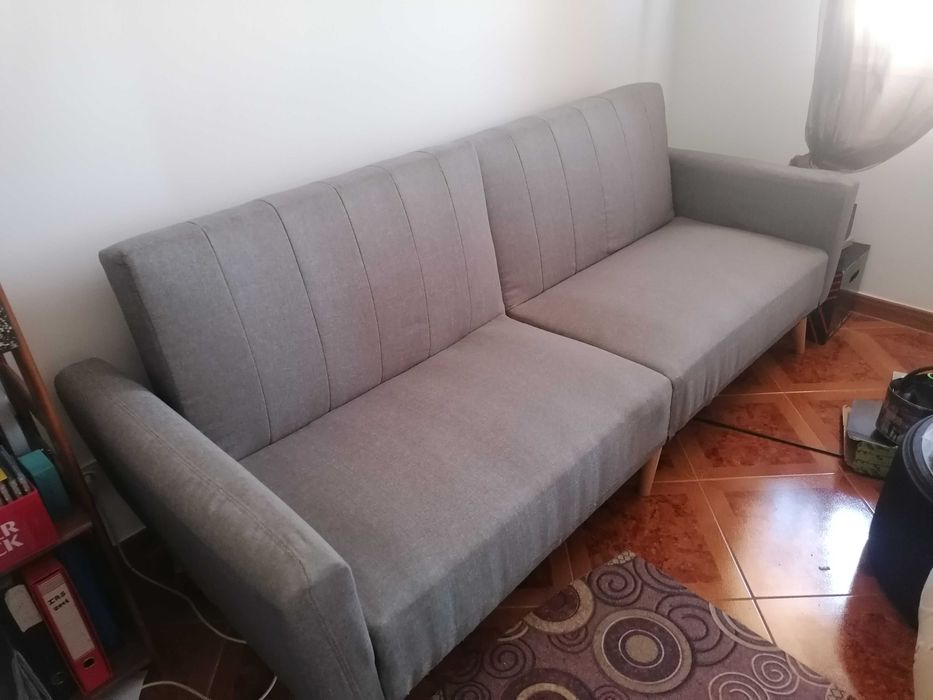Sofá cama em tecido