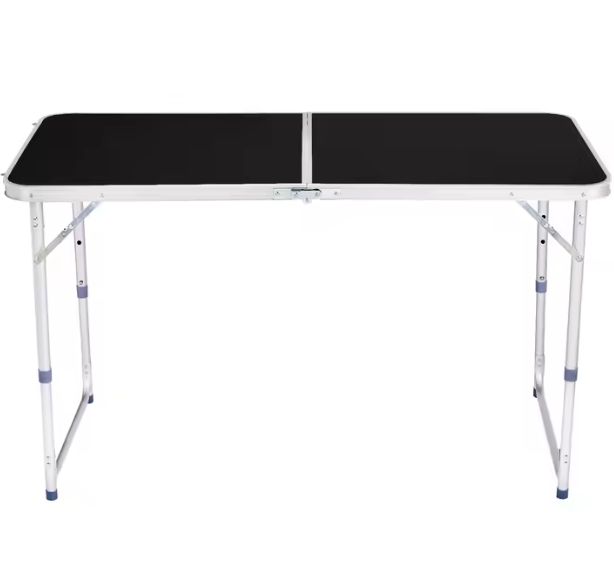Stół Turystyczny Kempingowy Składany Regulowany Aluminiowy Czarny 120X60Cm