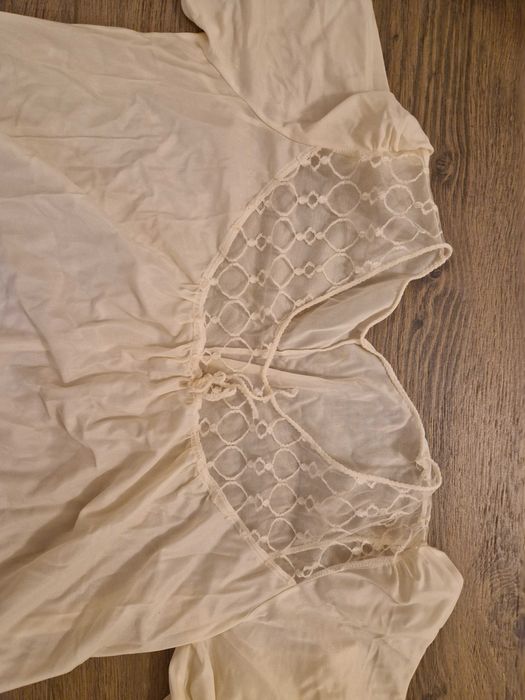 Koszulka nocna ecru z krótkim rękawem