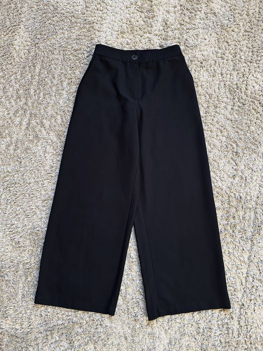 Черные брюки с широкими штанинами широкие штаны палаццо широкі штани