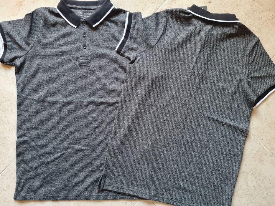 2 Polos de rapaz cinza, 12-13 anos, 158 cm.