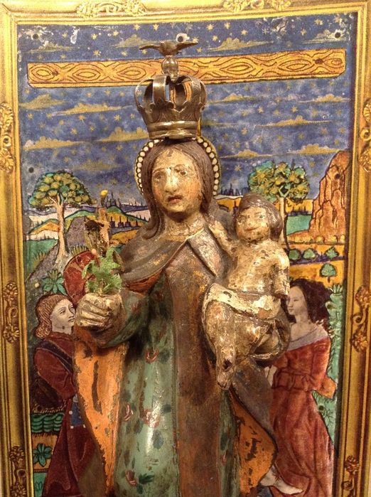 Antiga imagem Nossa Senhora e Menino - Madeira e Prata - Séc XIX