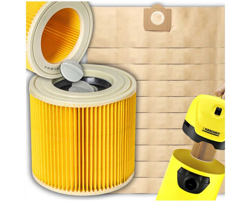 10x Worki Filtr do Odkurzacza Karcher WD3 SE4001 WD2 Plus KWD V-17