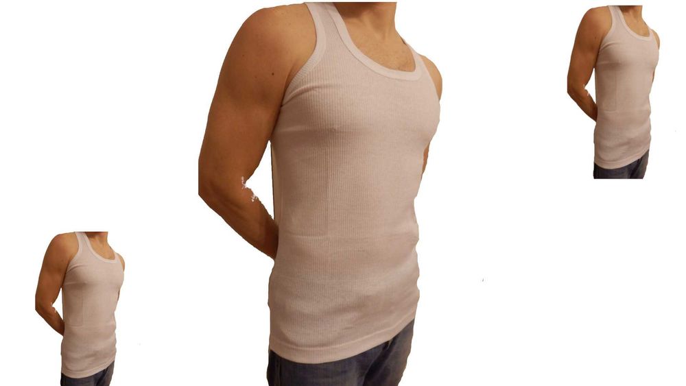 Podkoszulka Męska prążkowana biała 3XL 100%bawełna 3szt