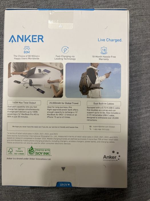 Павербанк Anker 165w, 25000mAh