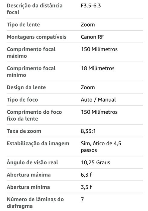 Canon RF-S 18-150 mm F3,5-6,3 IS STM Lente Objetiva Canon
