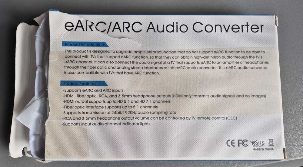 H.May Konwerter audio HDMI eARC ARC 24 bit/192 kHz Audio Sampling Rate