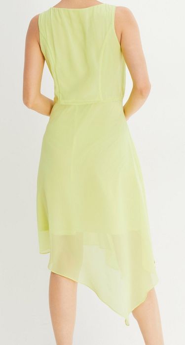 B.P.C asymetryczna sukienka żółta neonowa szyfonowa ^44