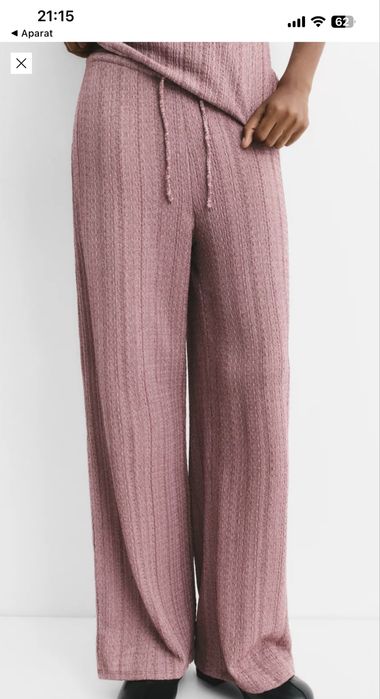 Pull&Bear Spodnie bambula w paski Brudny róż