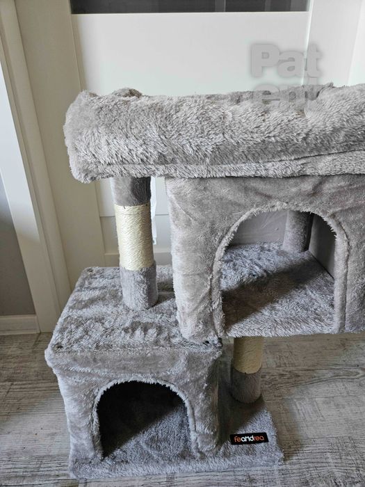 Drapak dla kota kompaktowy 67 cm szary domek słupek legowisko