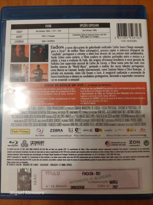 Blu ray Fados Carlos Saura Edição 2 Discos