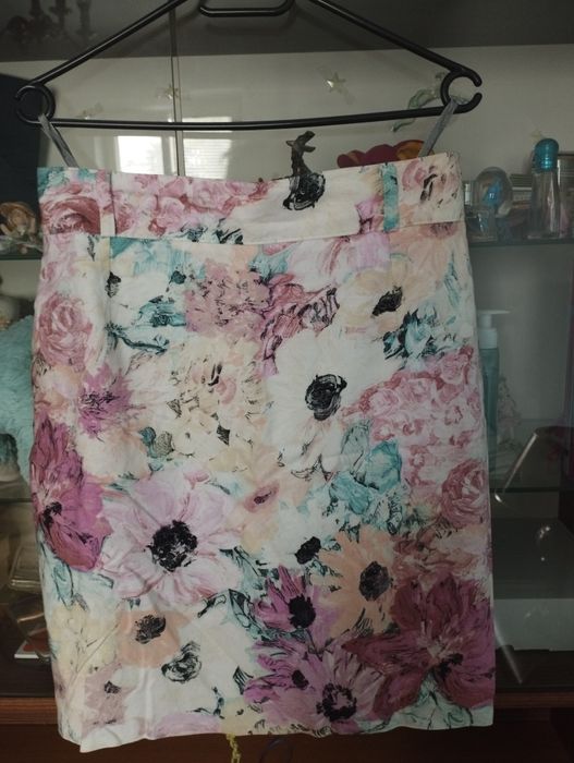 Vintage spódnica w kwiaty, lata 90, rozmiar 44
