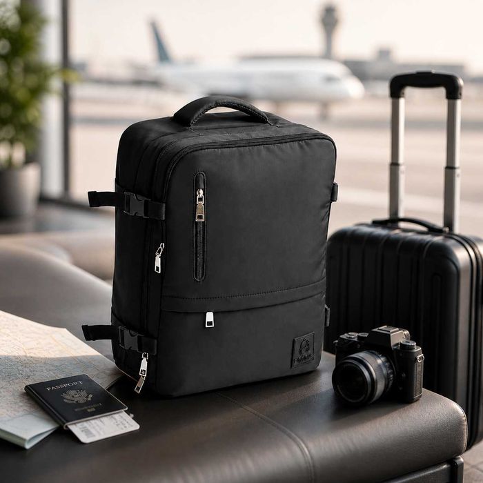 Plecak Do Samolotu 40x30x20 cm, Plecak Podróżny, Cabin Bag, Bagaż Podręczny, USB, Bardzo Solidny i Elegnacki